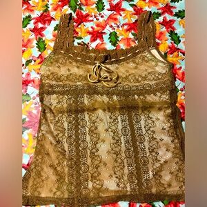 Express Women’s brown/beige lace top